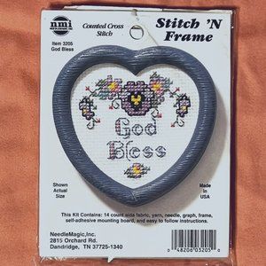 Needle Magic Inc Stitch N Frame Counted Cross Stitch “God Bless” 3205